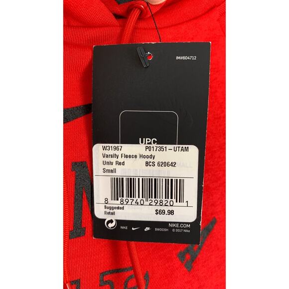 Nike Womens Red University of Tampa Varsity Fleece Hoodie Long Sleeve Small NWT - Picture 7 of 9